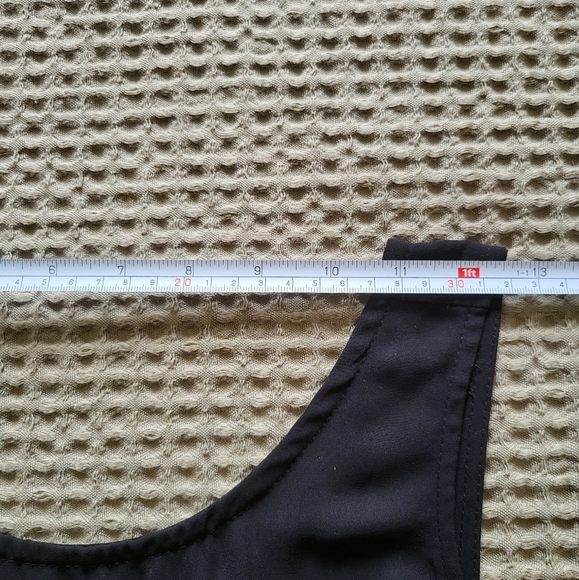 Monteau Women's L Sleeveless Blouse Top Black Crochet Lace Fringe Flowy Boho - Picture 11 of 14